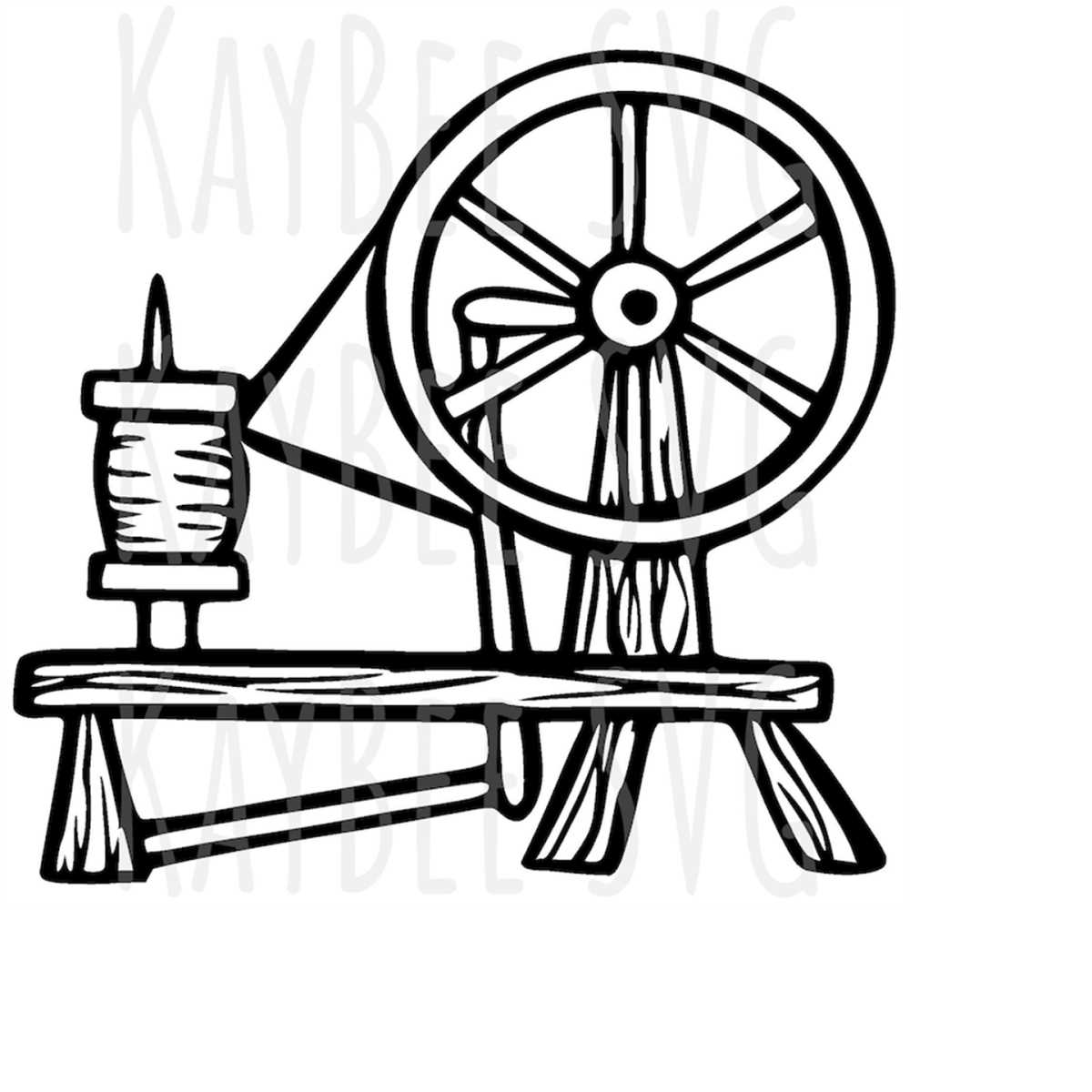 Spinning Wheel Spindle SVG PNG JPG Clipart Digital Cut File Inspire