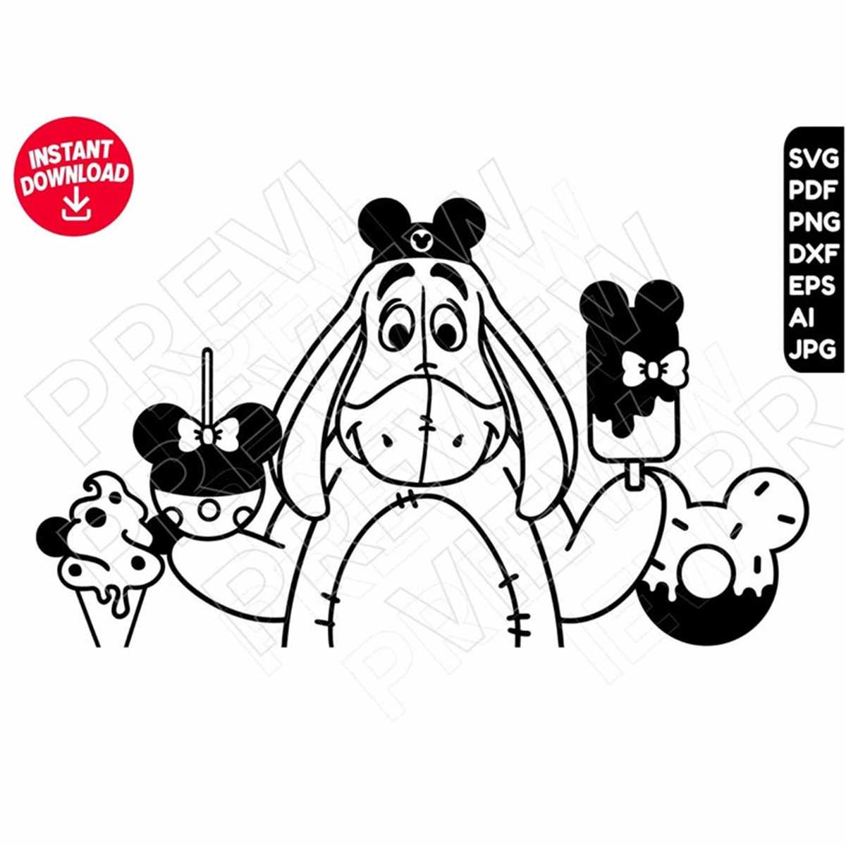 Eyeore Dxf Eeyore SVG winnie the pooh Snacks dxf png clipart , cut file | Inspire ...