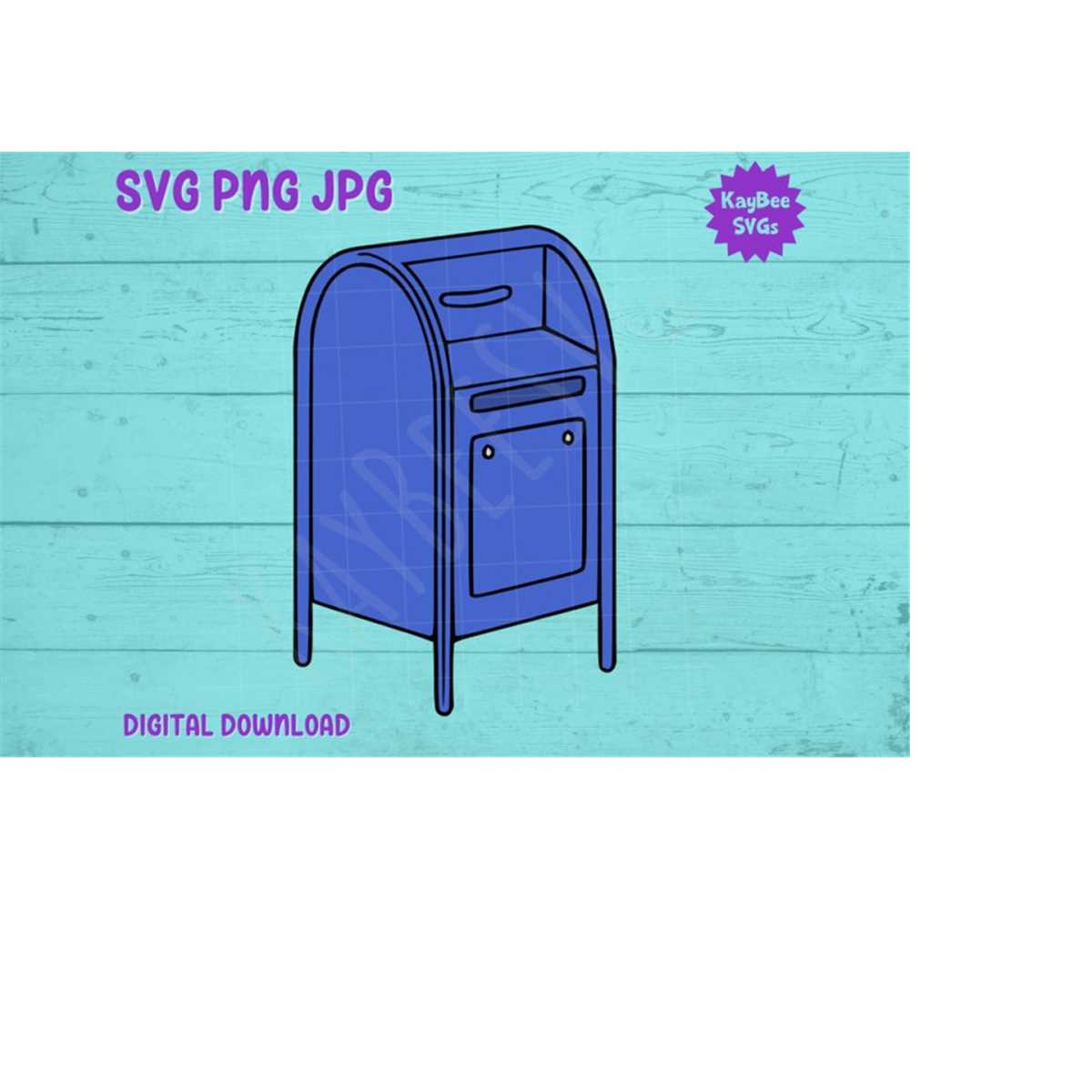 Blue Public Mailbox SVG PNG JPG Clipart Digital Cut File Dow Inspire