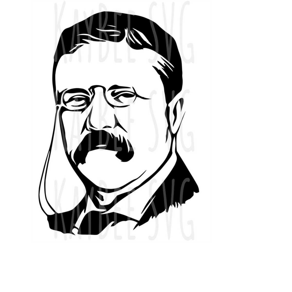 President Teddy Roosevelt Portrait SVG PNG JPG Clipart Digit Inspire
