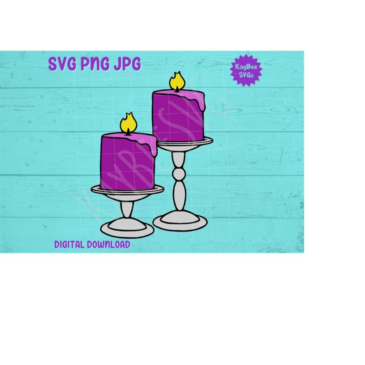 Drippy Purple Candles SVG PNG JPG Clipart Cut File Download Inspire