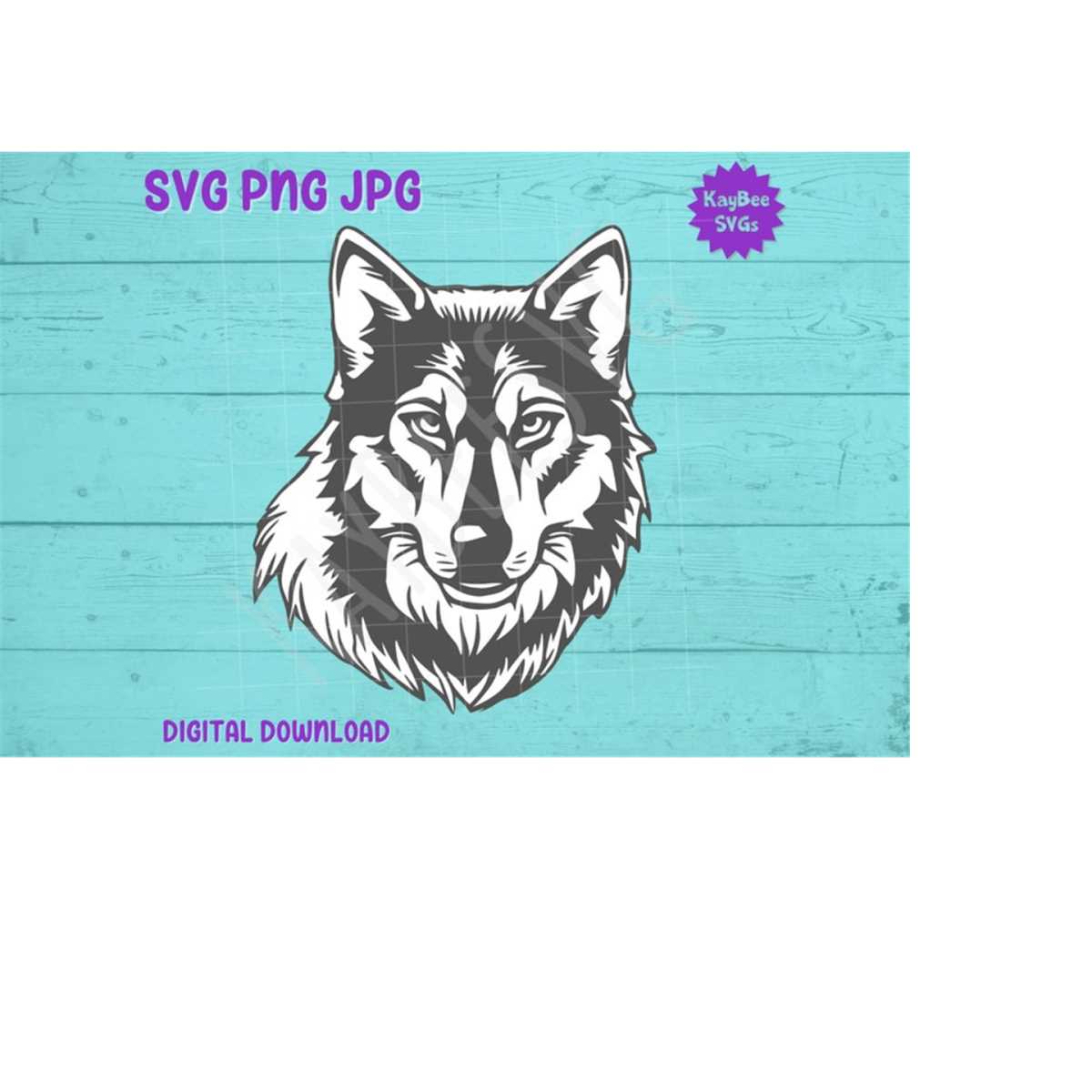 Gray Wolf Head SVG PNG JPG Clipart Digital Cut File Download Inspire