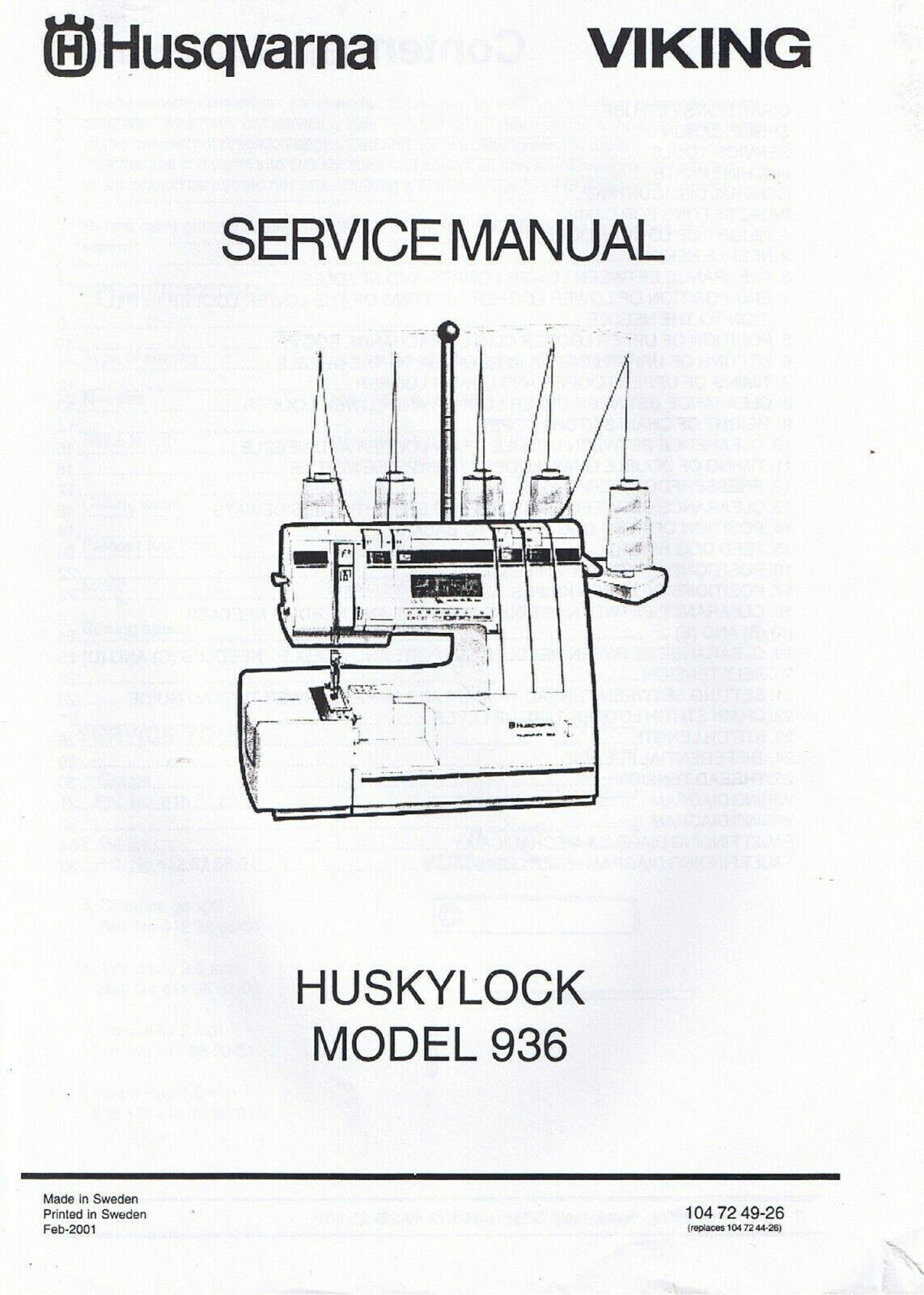 Husqvarna Viking Huskylock 936 Serger Overlock Service Repai Inspire