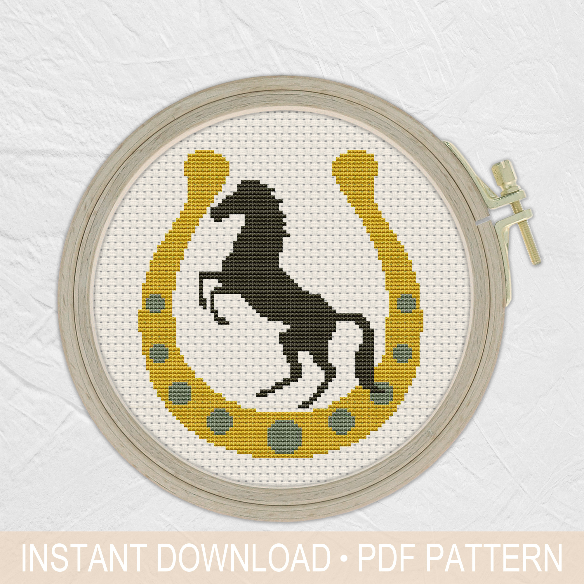 Horse silhouette Cross Stitch Pattern PDF, Horseshoe Cross S Inspire