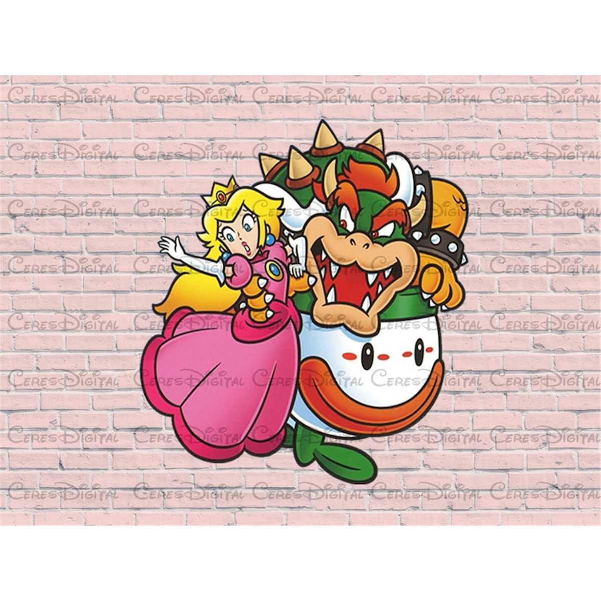 Super Mario Bowser and Princess Peach Special Design Png Fil
