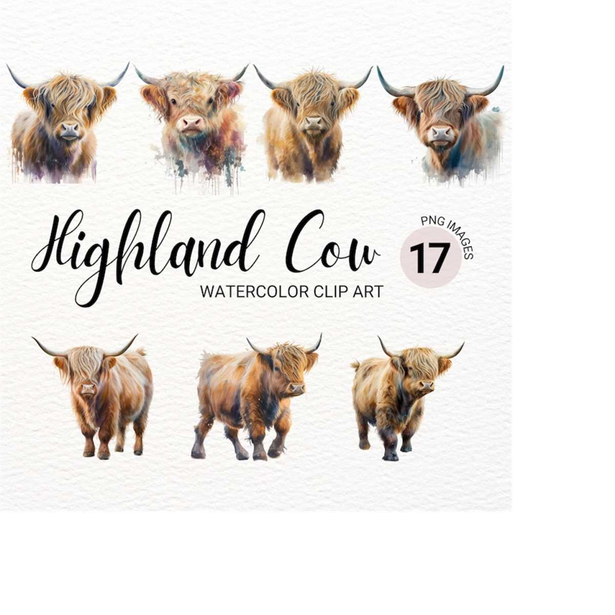 Highland Cow PNG | Highland Cow Clipart | Watercolor Clipart - Inspire ...