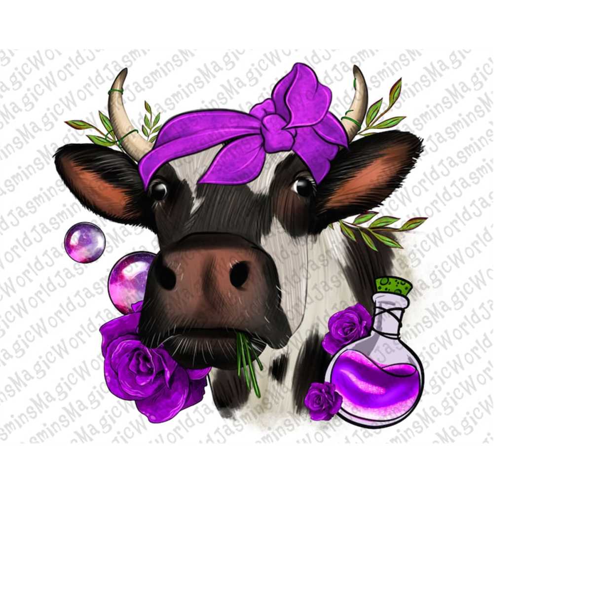 Cow Wearing Roses Halloween Roses Cow PNG Sublimation Design, Halloween Themed - Inspire ...