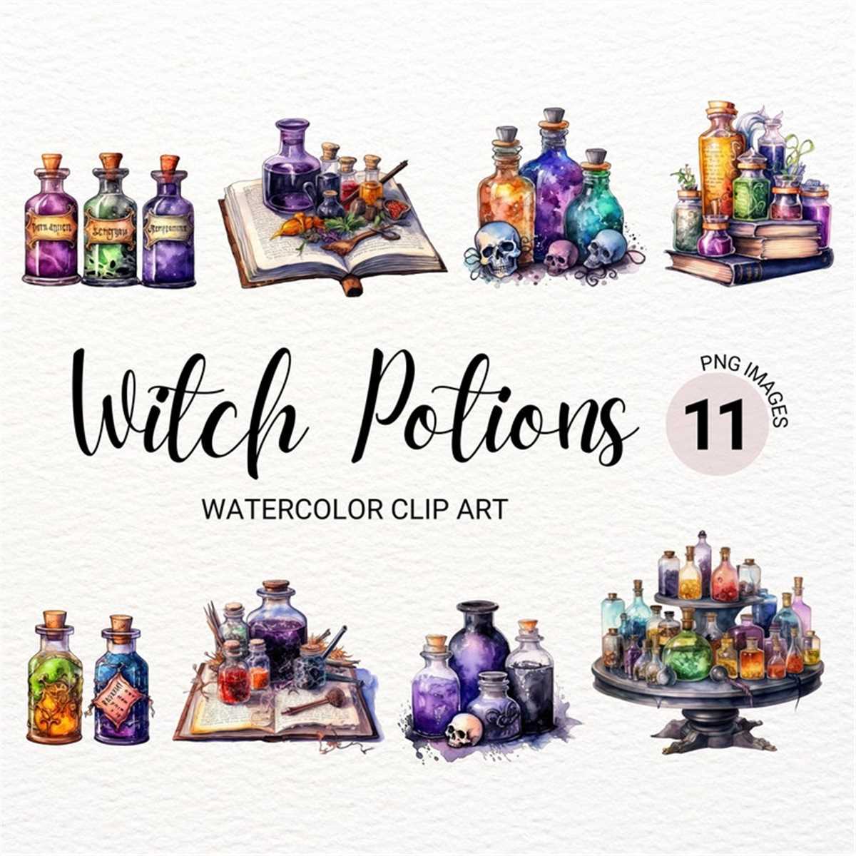 Watercolor Magic Potion Clipart | Halloween PNG | Witch Clip - Inspire ...