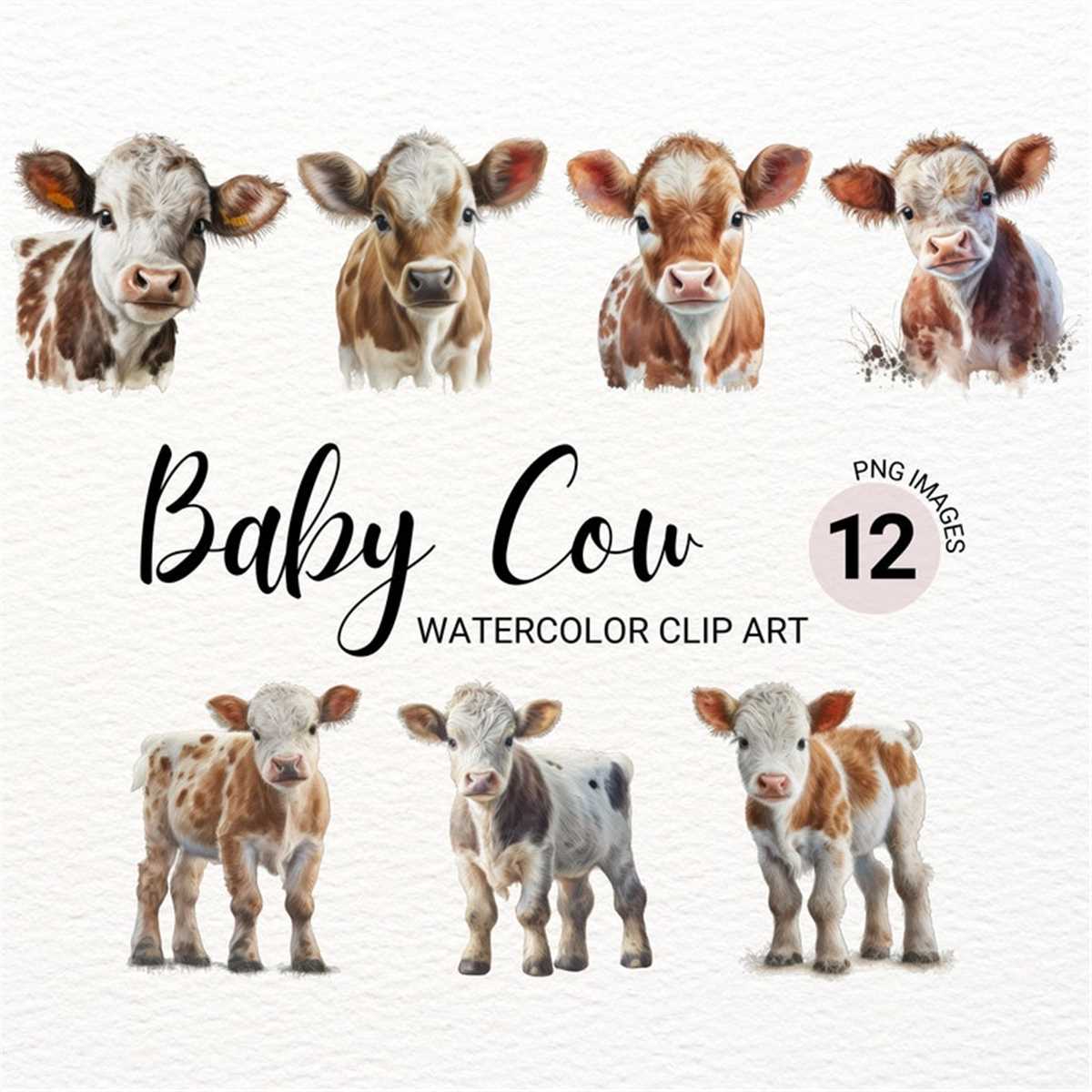 Baby Cow PNG | Watercolor Cow Baby Clipart | Cute Baby Anima | Inspire ...