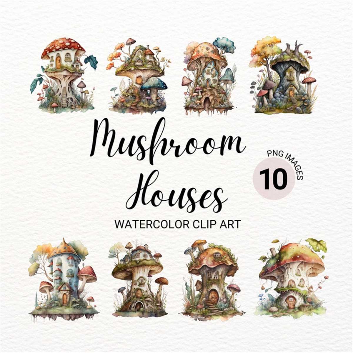 Watercolor Mushroom House PNG | Fairy House Clipart | Mushro | Inspire ...