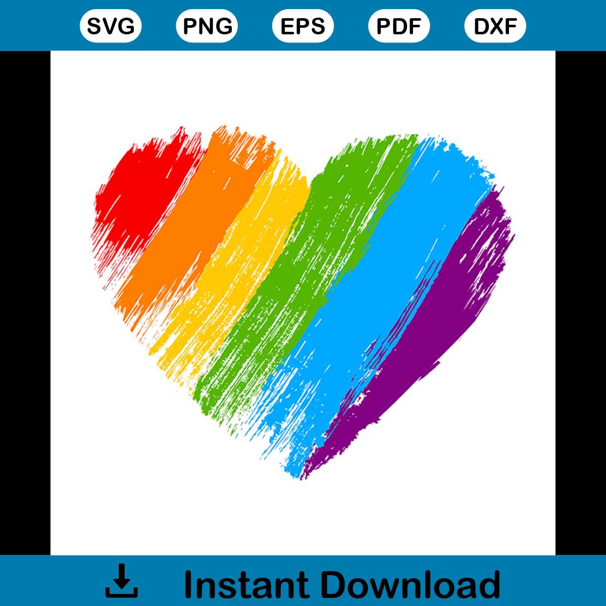 Grunge Heart In Rainbow Color, LGBT Pride Symbol Svg | Inspire Uplift