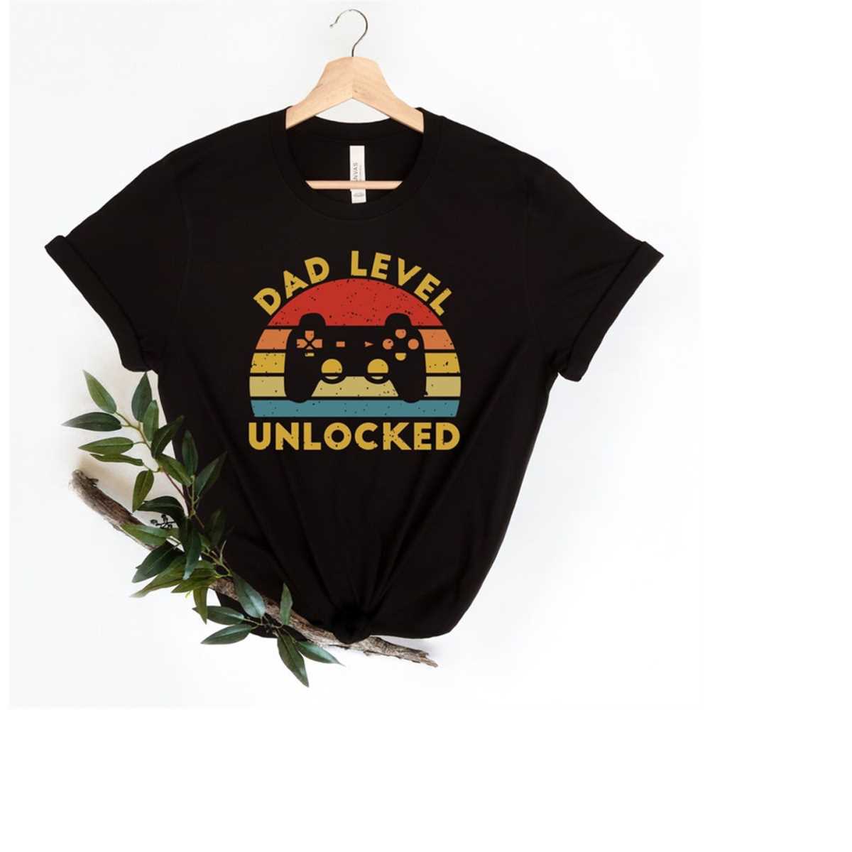 Mens Funny New Dad Achievement Unlocked Gamer Shirt, Mens Gift main image 1
