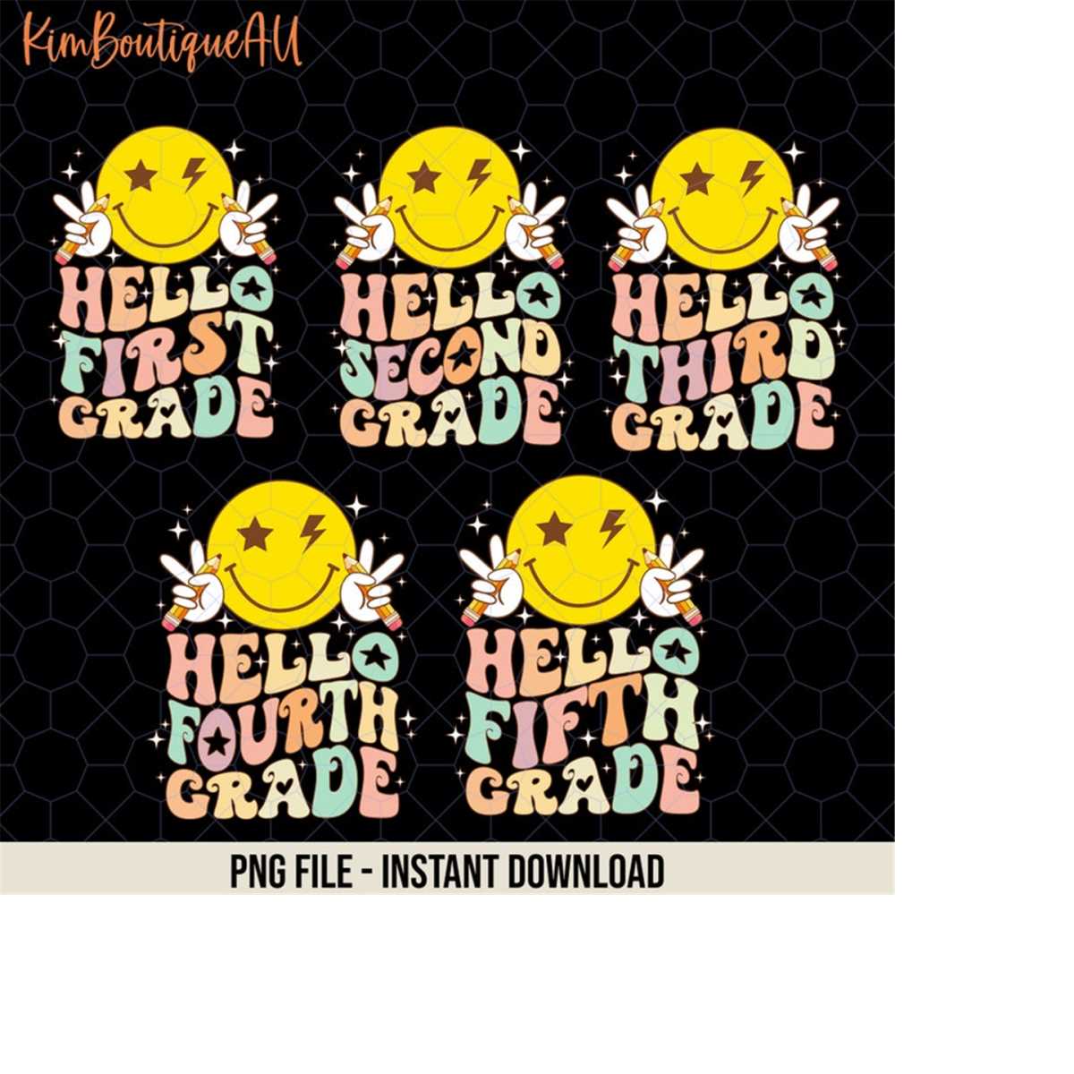 Hello School Grade Bundle, Hello 1st Grade Smiley Face Bundl | Inspire ...