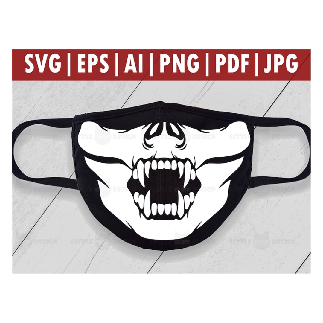 Skull face mask svg vampire teeth svg halloween mask svg inspire