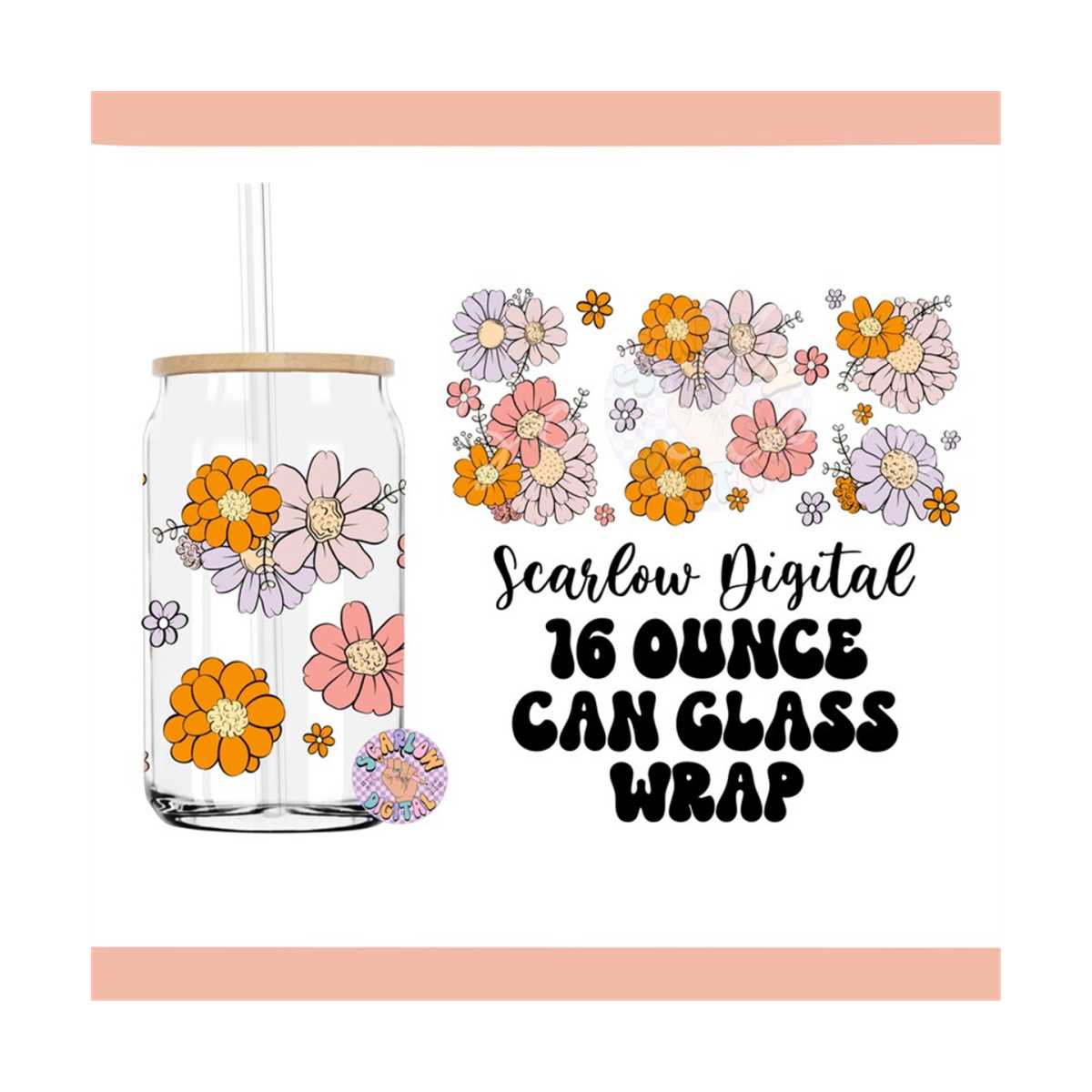 Floral Bouquet Glass Can Wrap PNG Digital Design Download, c | Inspire ...