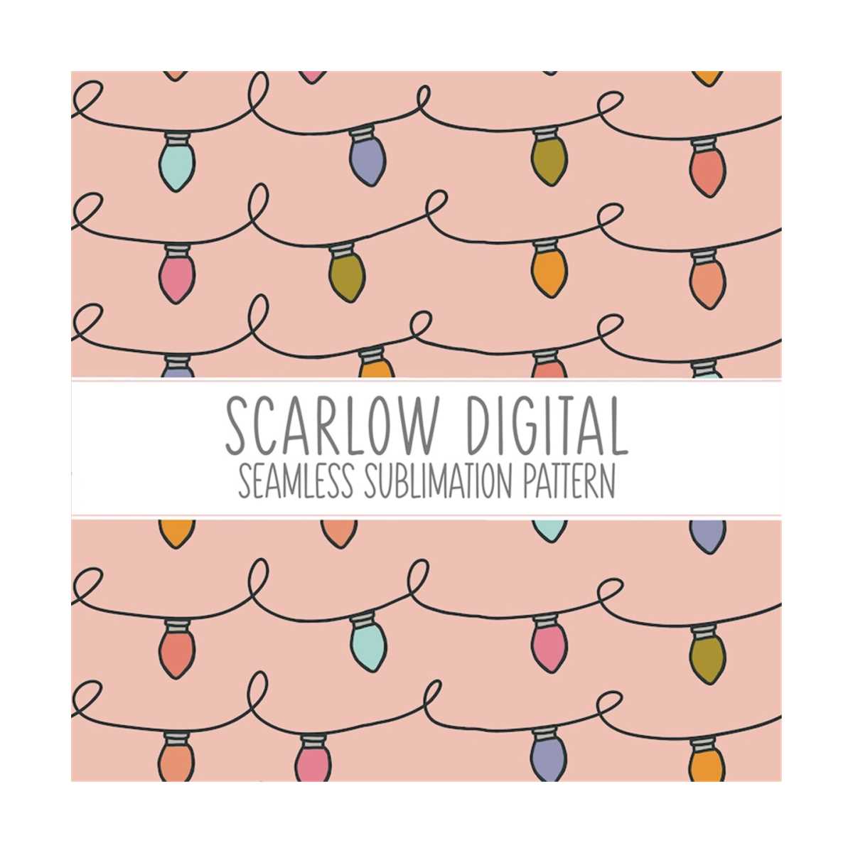 Christmas Lights Seamless Pattern Sublimation Digital Design Inspire