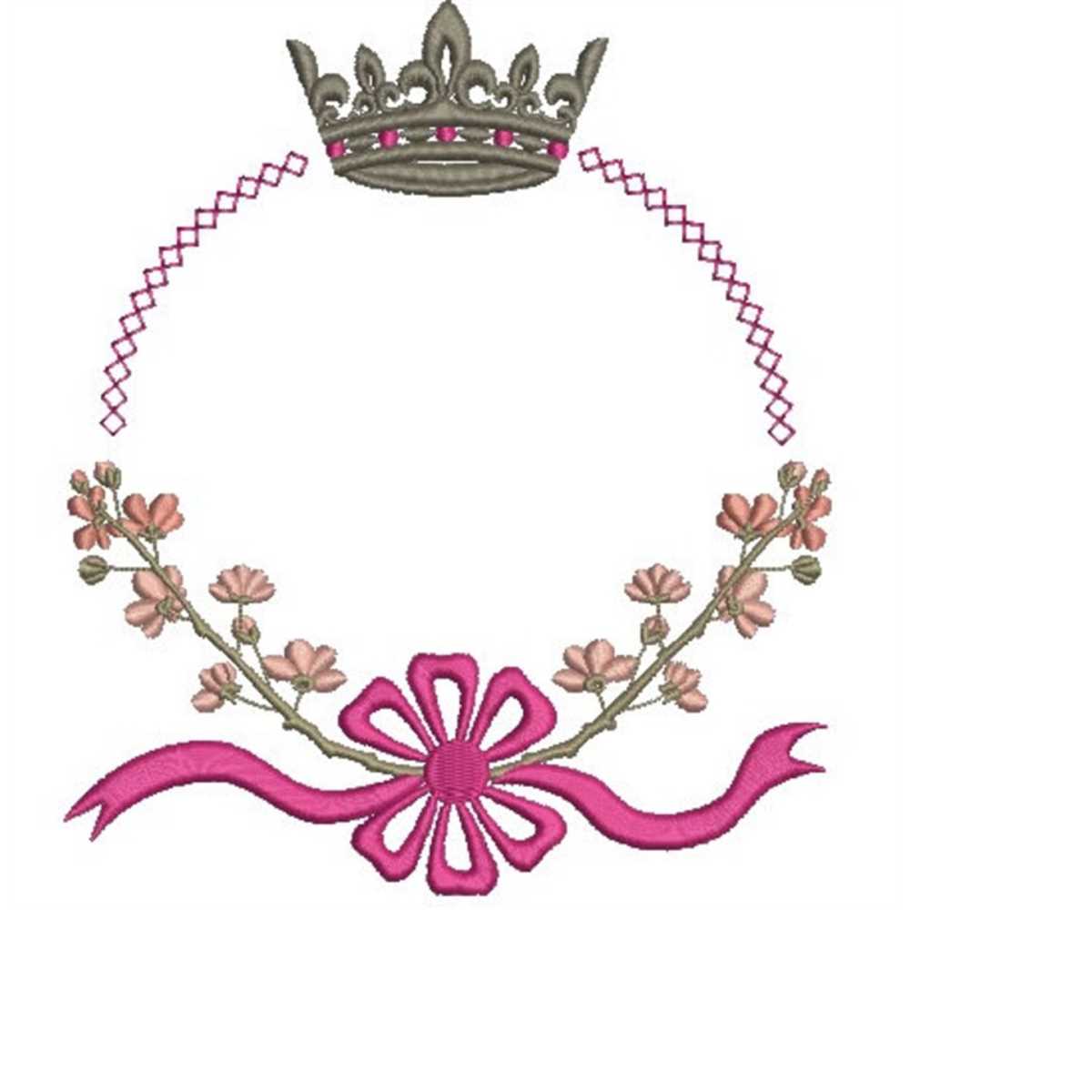 sakura wreath bow and crown monogram frame / Monogram fram Inspire Uplift