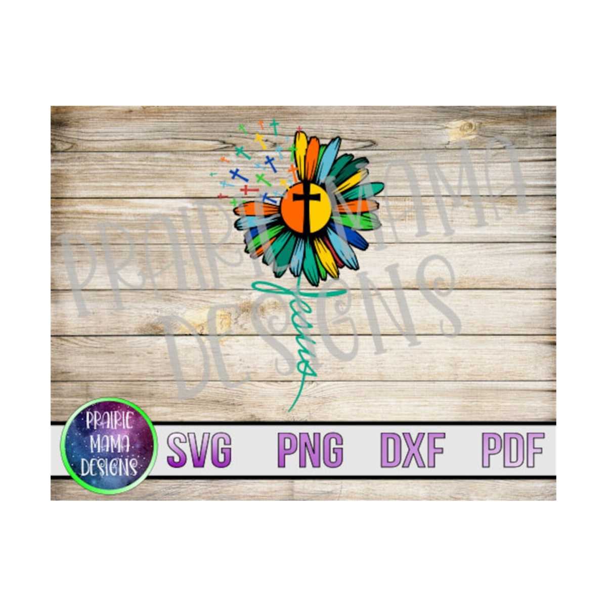 Jesus Daisy with crosses flowing out SVG PNG DXF pdf cut fil - Inspire ...