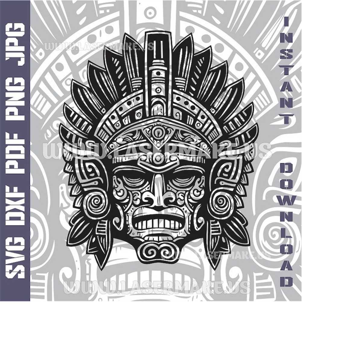 Mayan tribal mask SVG file | cut file for cricut | printable - Inspire Uplift