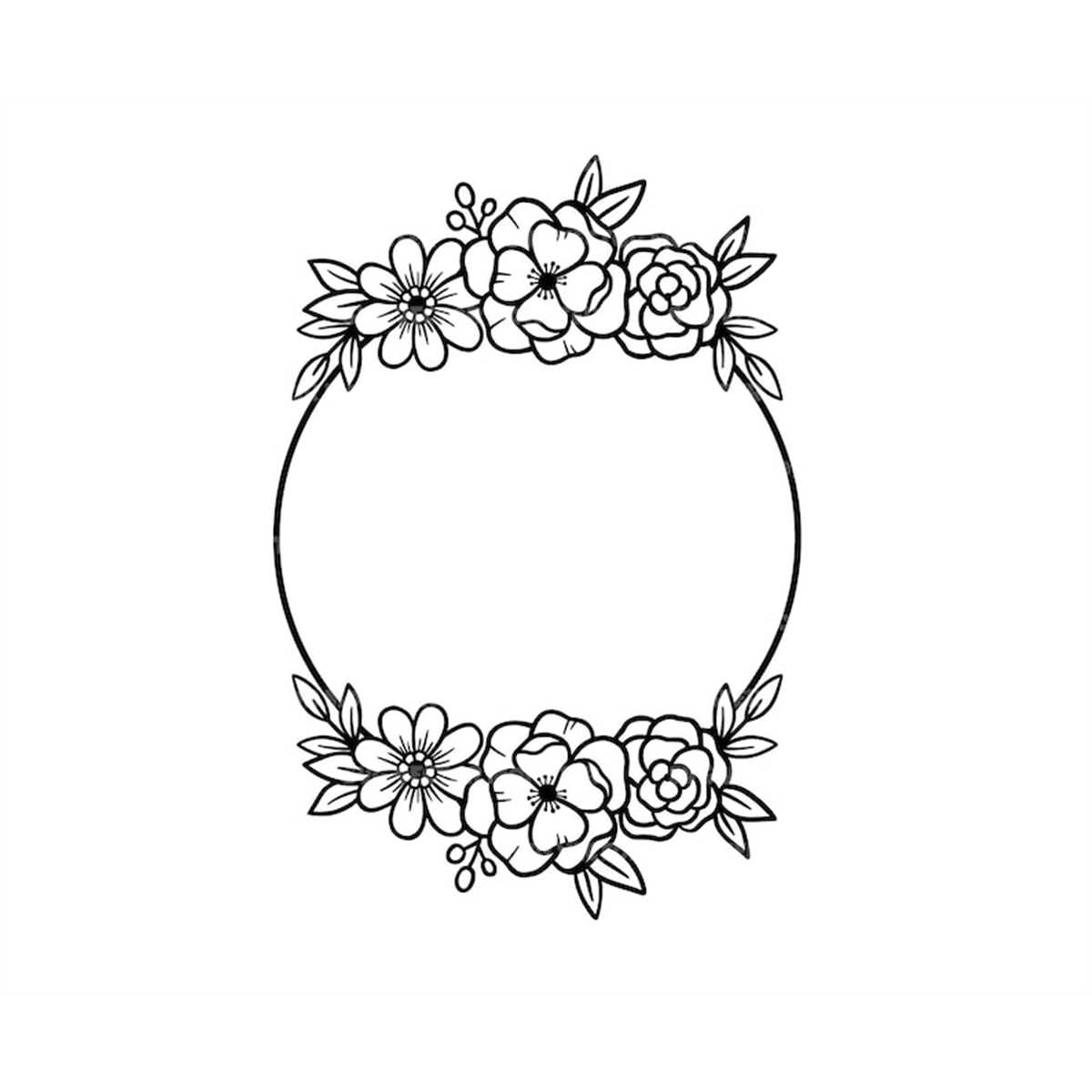 Flower Circle Svg, Floral Wreath Svg, Circle Frame Svg, Circ Inspire