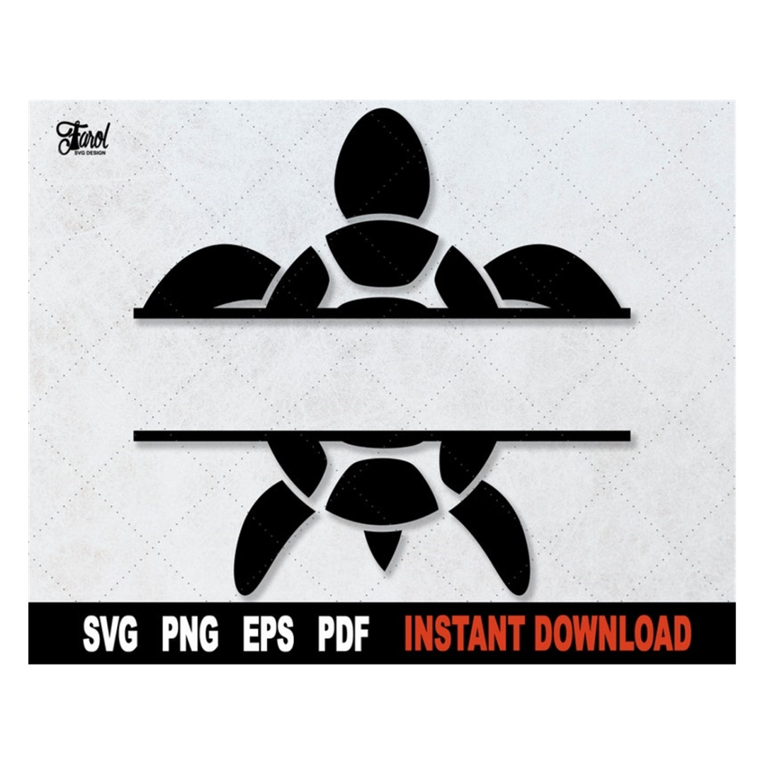 Turtle Split Monogram SVG, Turtle SVG, Turtle Clipart, Sea T Inspire