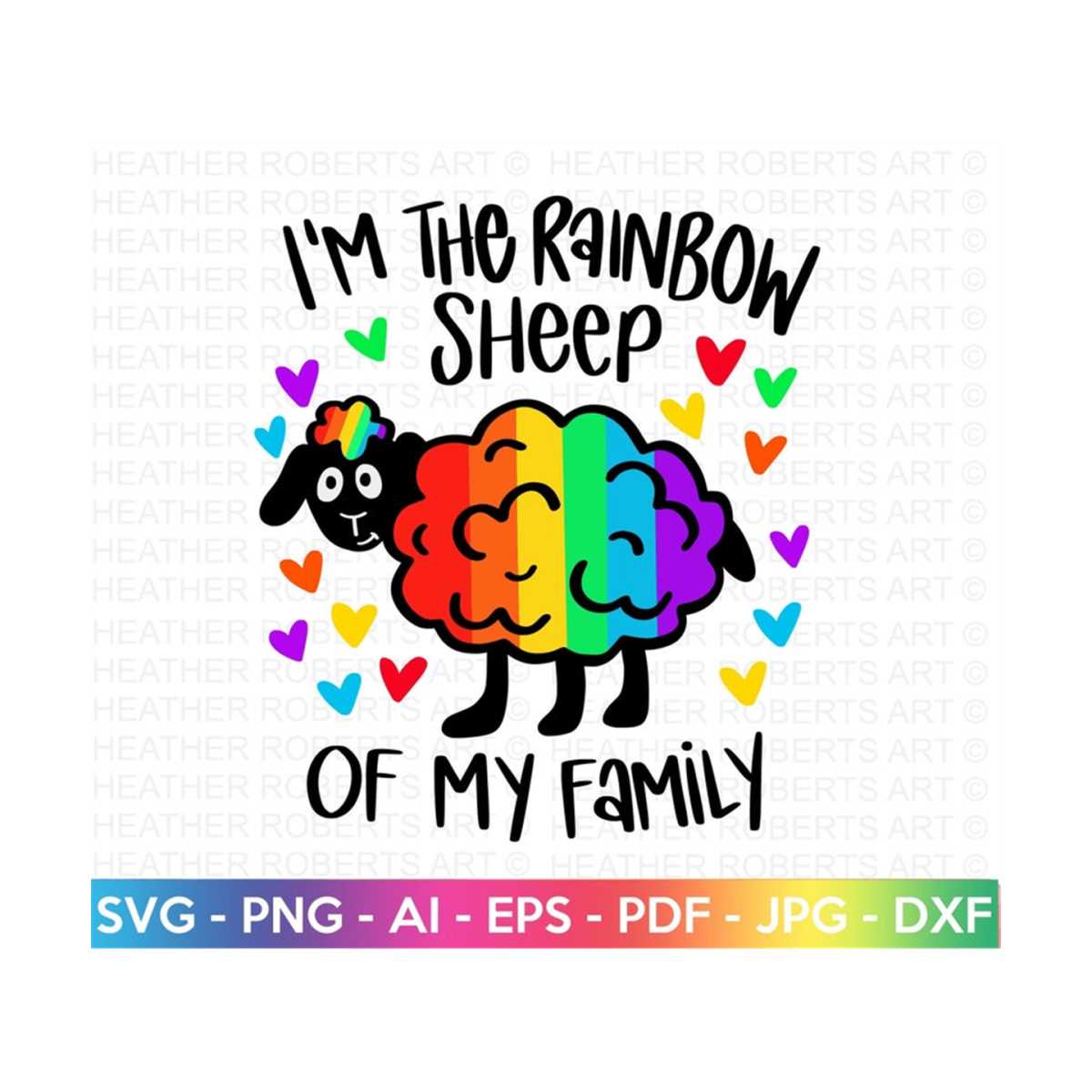 Premium Vector | A rainbow sheep of the family is written in black letters