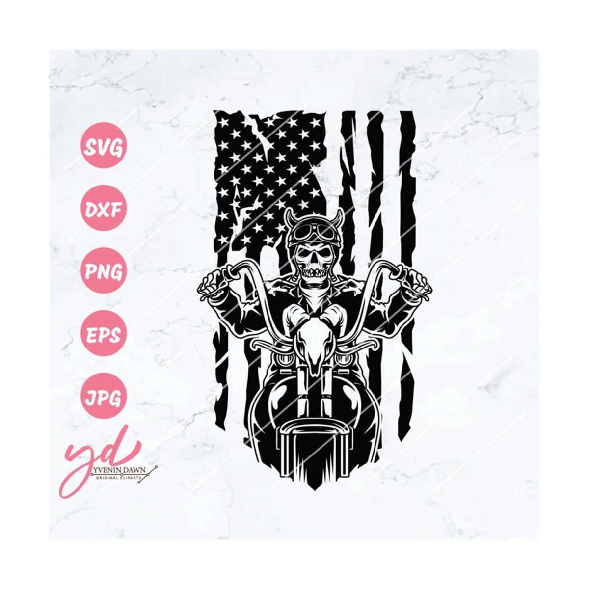 USA Biker Skull Svg File | Skeleton Rider | Skeleton Biker | - Inspire ...