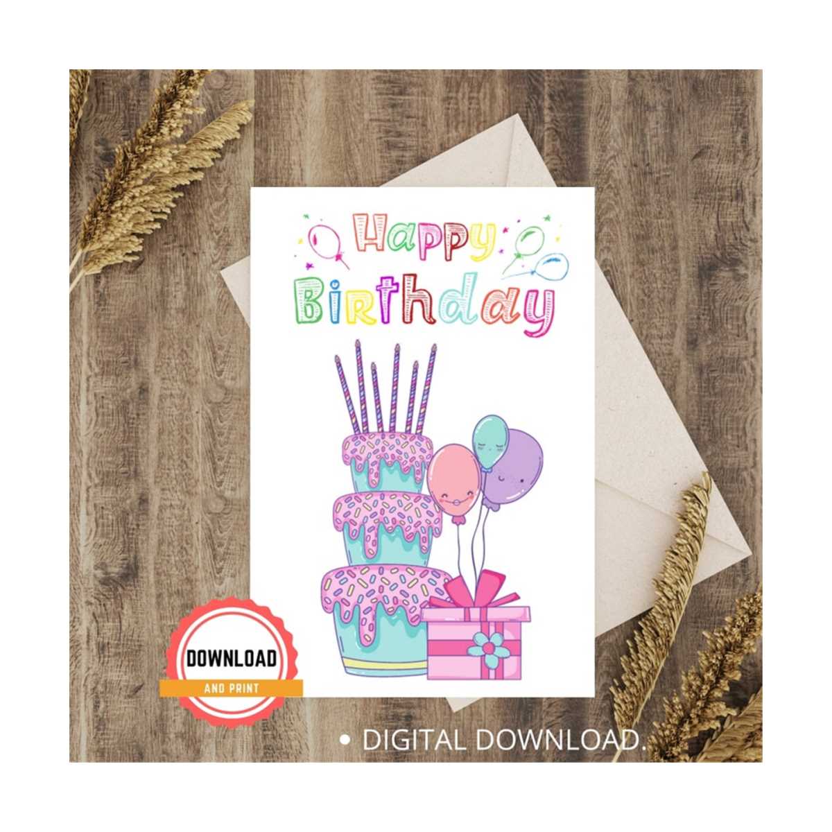 Happy Birthday Printable Card / Instant Download PDF /Printa Inspire