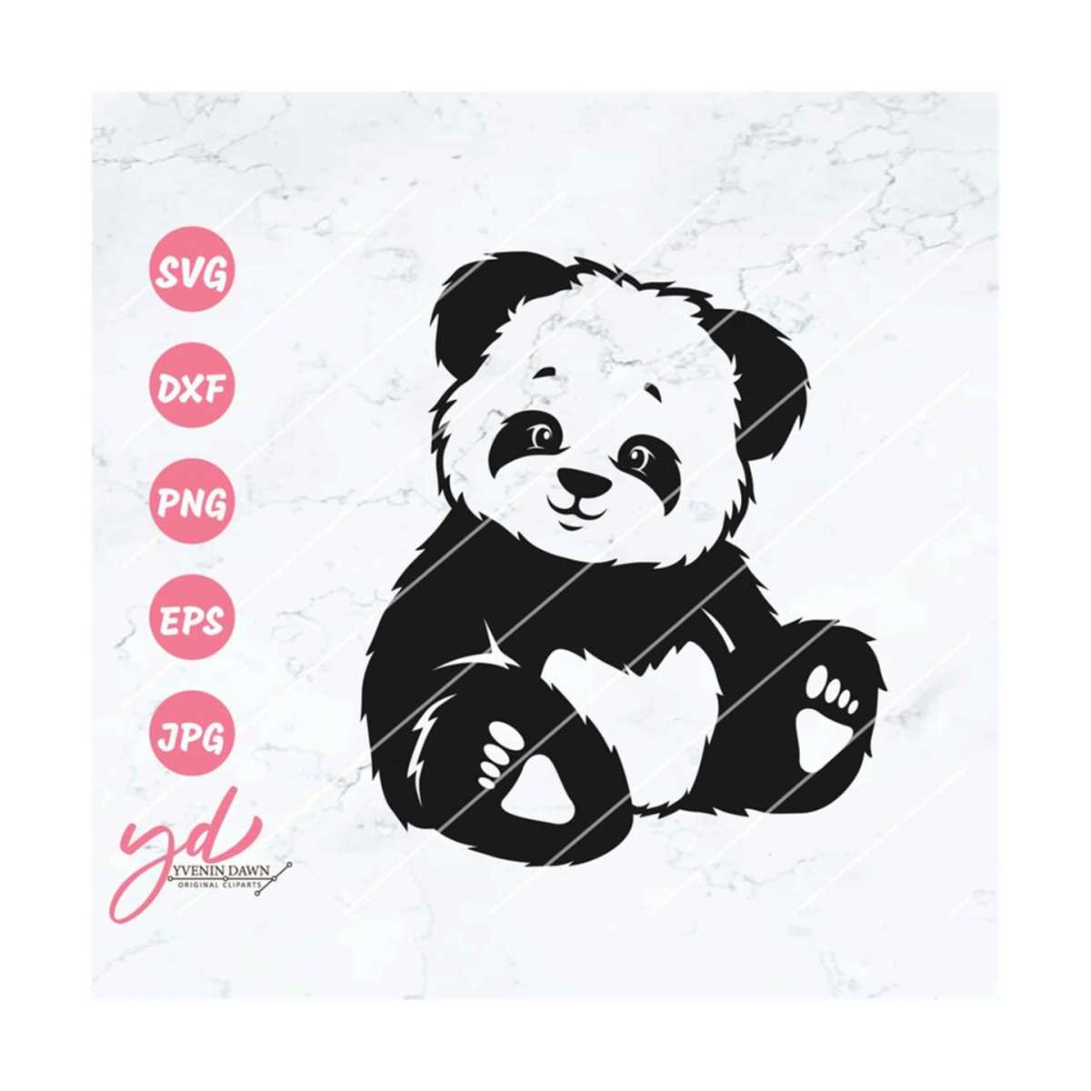Cute Panda Sitting Svg | Cute Panda Svg | Panda Svg | Baby P | Inspire ...