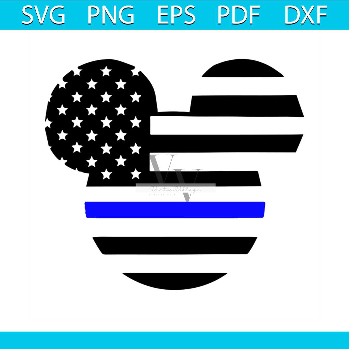 Mickey Thin Blue Line Svg, Disney Svg, Mickey Mouse svg, Aer | Inspire ...