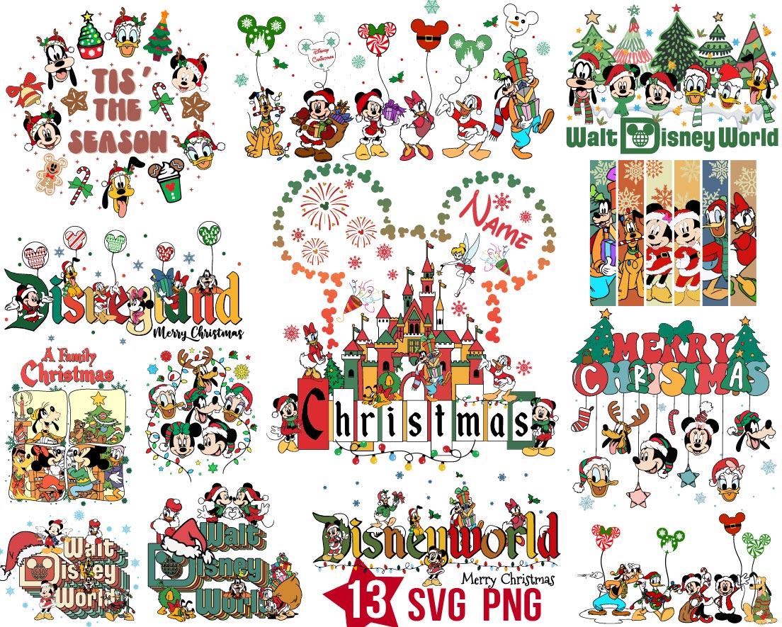 Disney Christmas Mickey SVG Bundle, Disney Xmas SVG PNG, Ch - Inspire