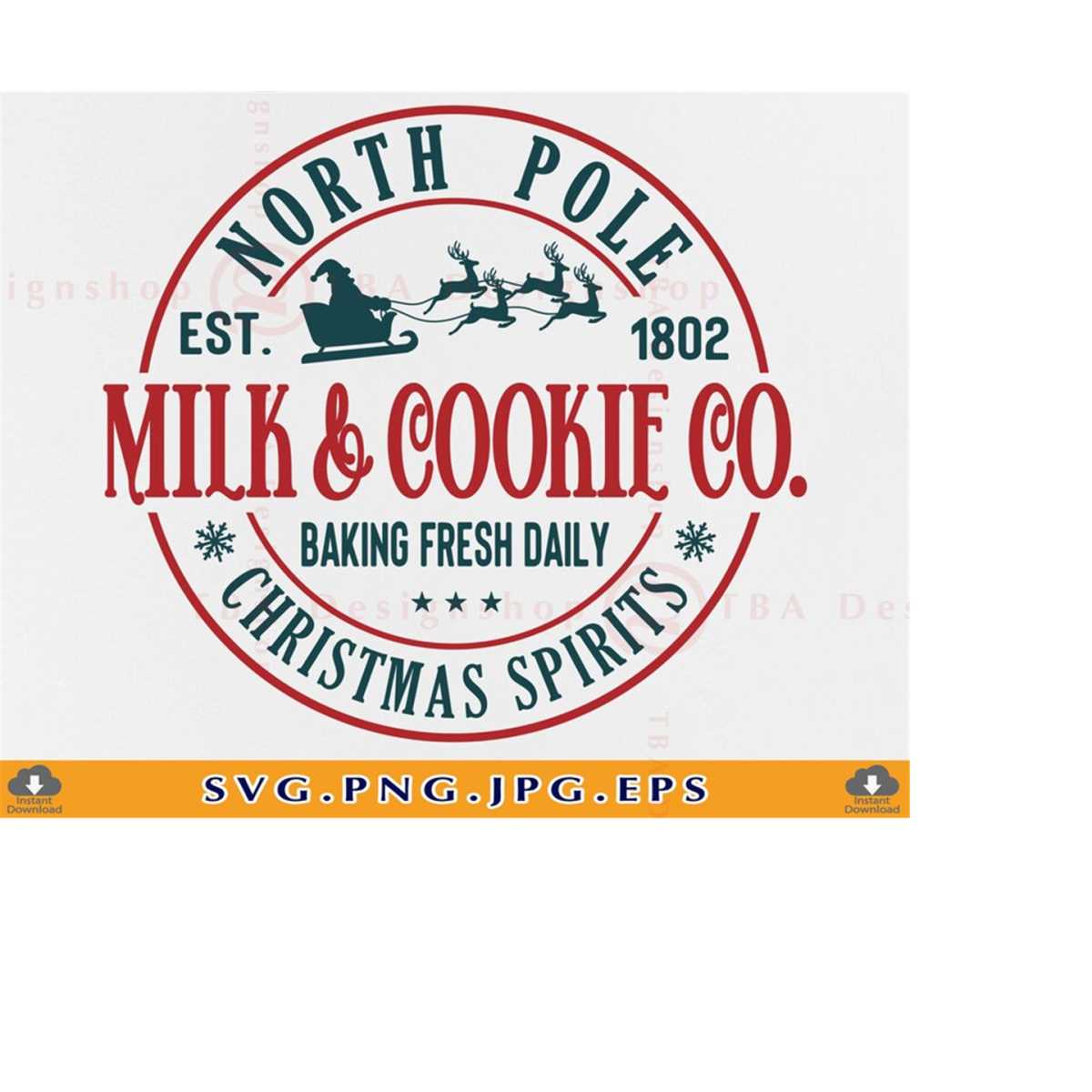 North Pole Milk & Cookie Co SVG, Christmas Farmhouse Sign Sv - Inspire