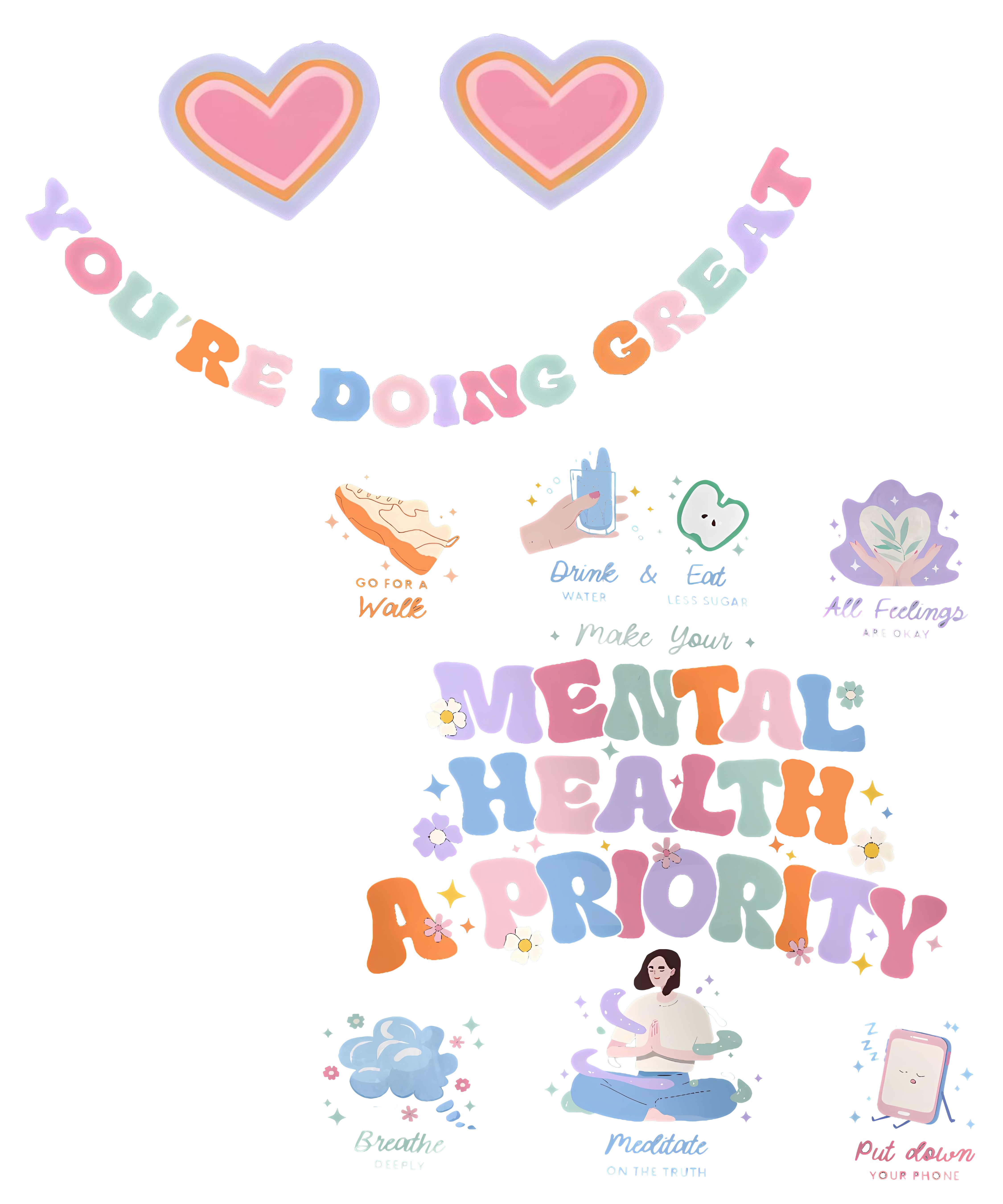 Make Your Mental Health A Priority PNG Sublimation File - Inspire Uplift