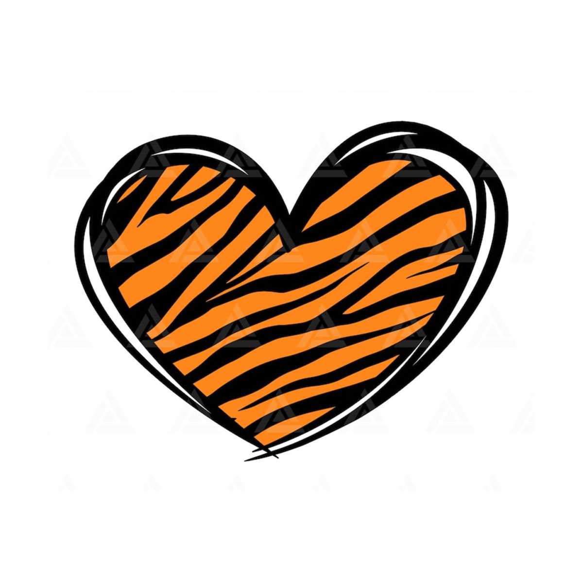 Tiger Heart Svg, Hand Drawn Tiger Heart Svg, Tiger Stripes P Inspire Uplift