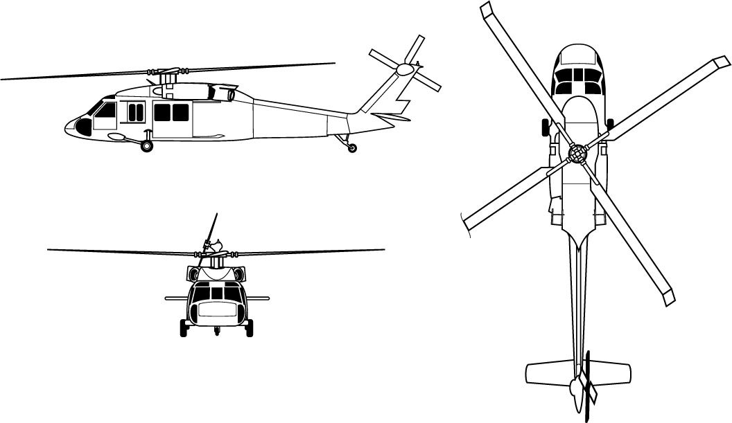 Uh 60 Fast Roping Vector Sikorsky UH 60 Black Hawk orthographical svg vector outline | Inspire ...