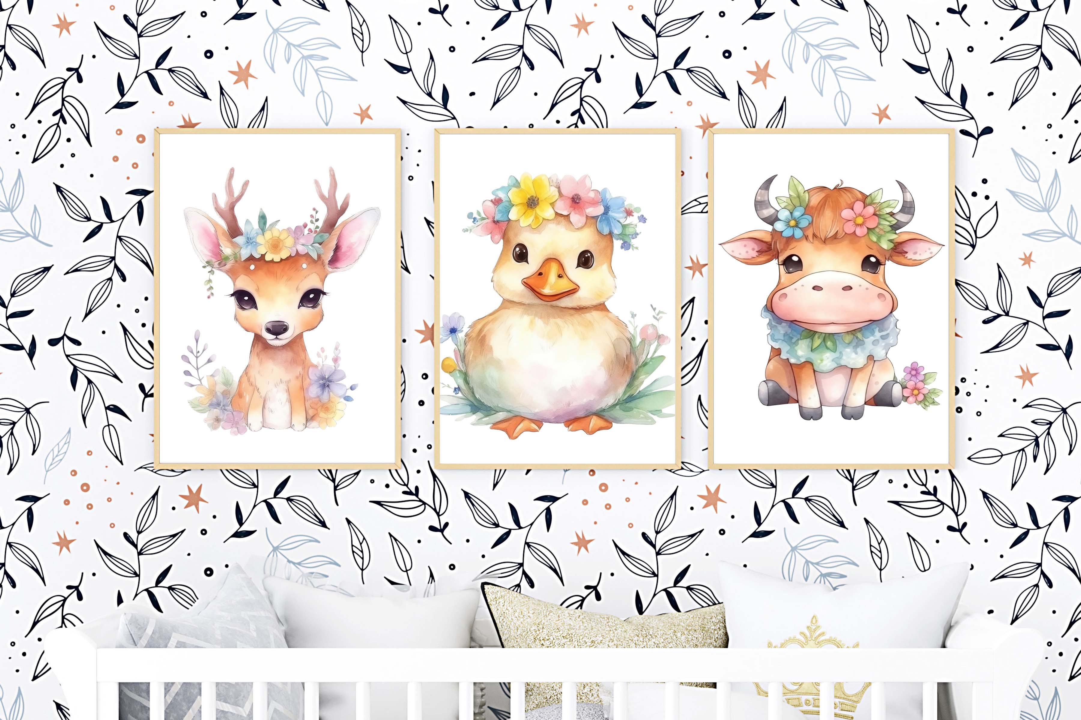 Watercolor Baby Animals Nursery Printable Wall Art Set of 6 | Inspire ...