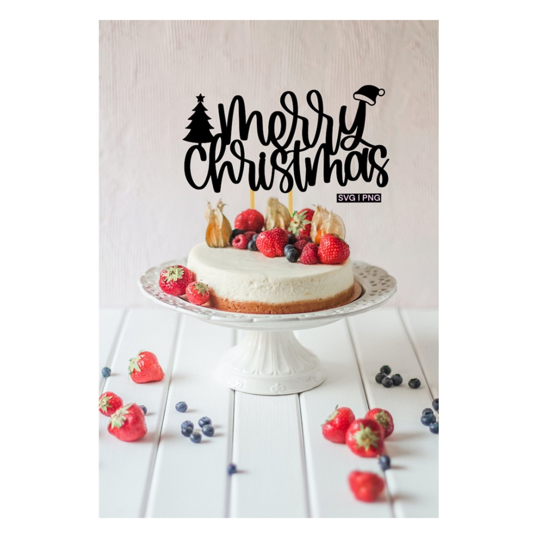 Merry christmas cake topper svg, holiday cake topper svg, ch - Inspire ...