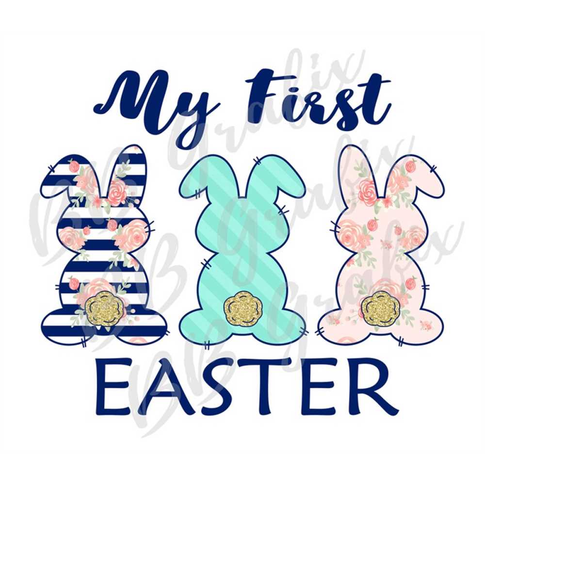 Digital Png File My First Easter Bunny Rabbit Trio Navy, Blu | Inspire ...