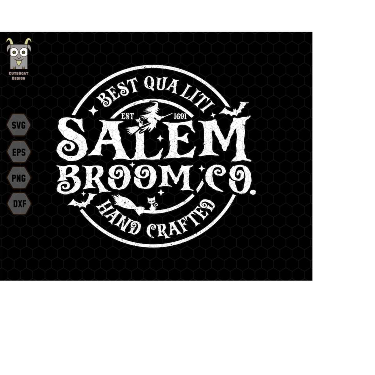 Salem Broom Co. Svg, Hand Crafted Svg, Witch Salem Svg, Cute Inspire