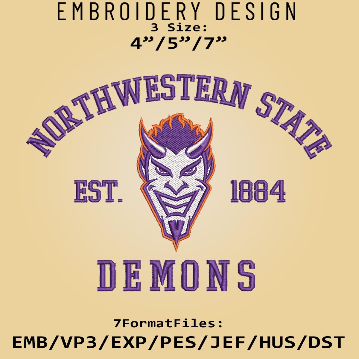 Northwestern State Demons embroidery design, NCAA Logo Embro Inspire