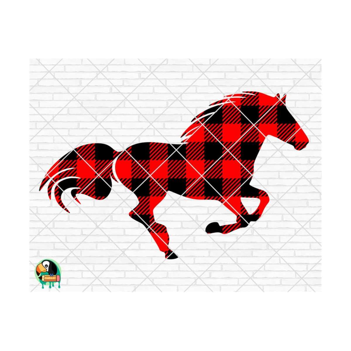 Buffalo Plaid Galloping Horse SVG, Horse Head svg, Horse Vec Inspire