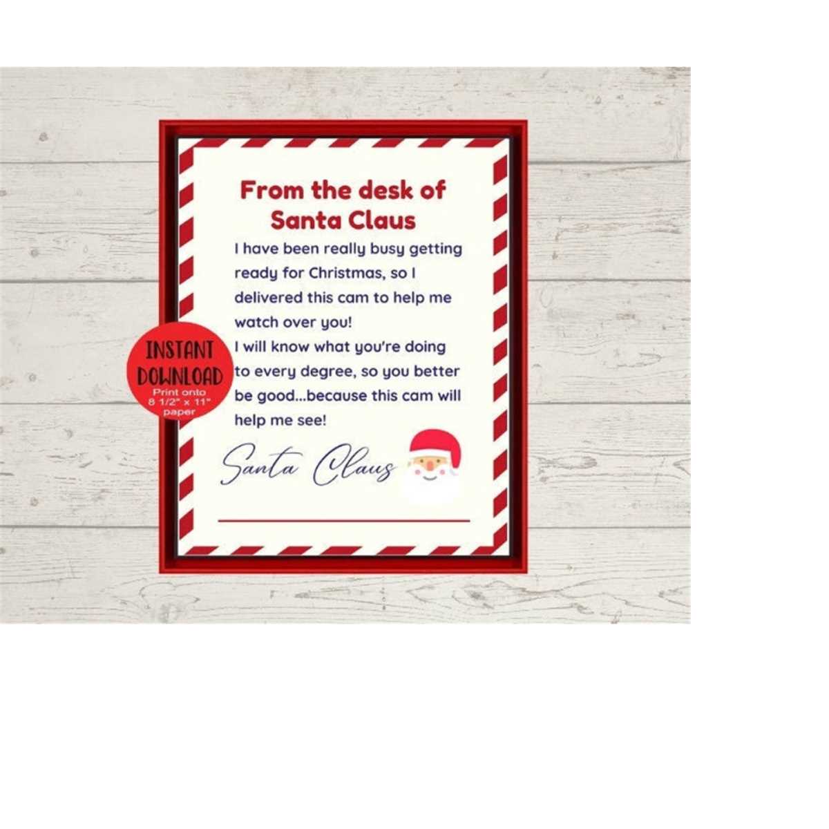 Santa Letter, Printable Santa Cam Letter, Instant Printable | Inspire ...