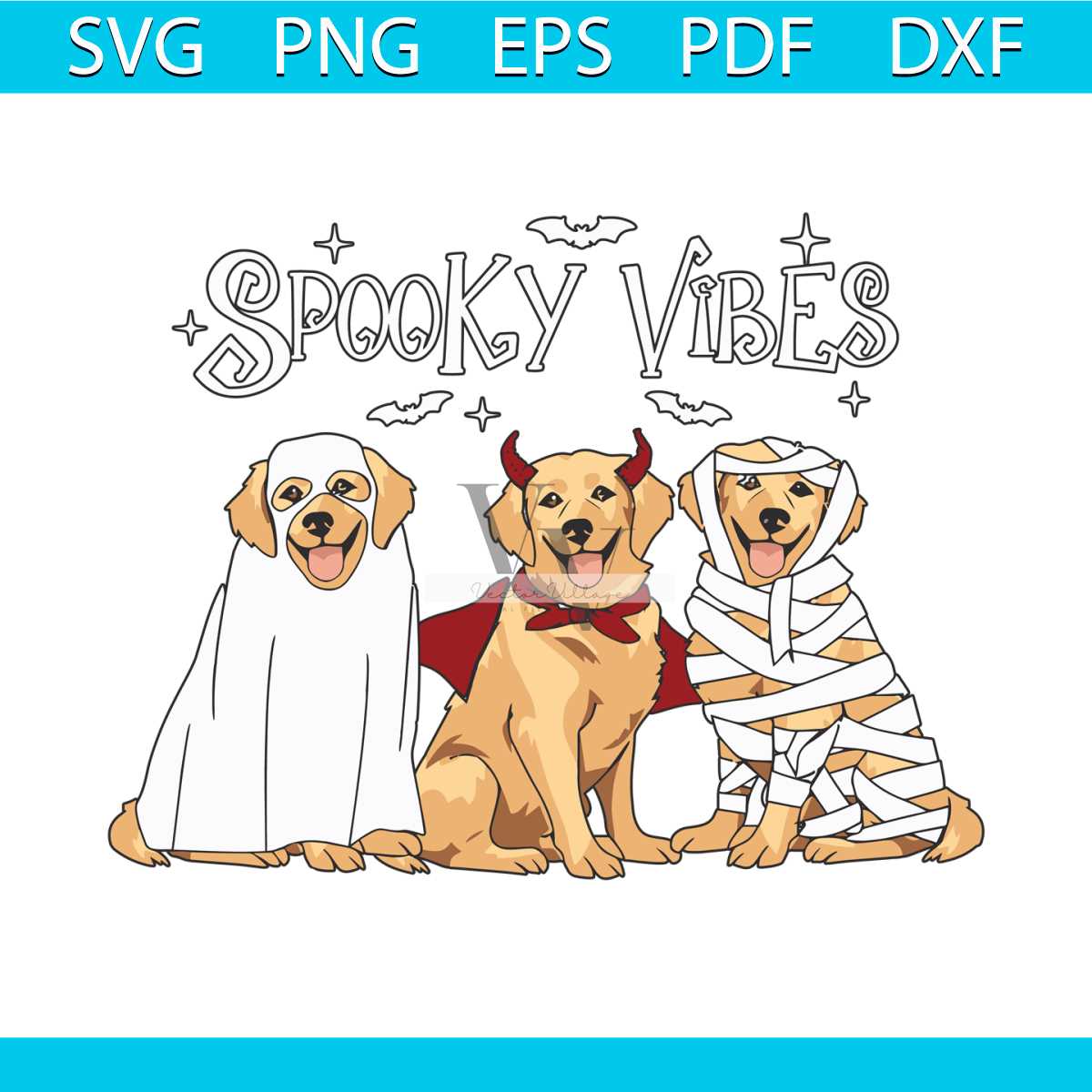 Spooky Vibes Golden Retriever Ghost Dog SVG File For Cricut | Inspire ...