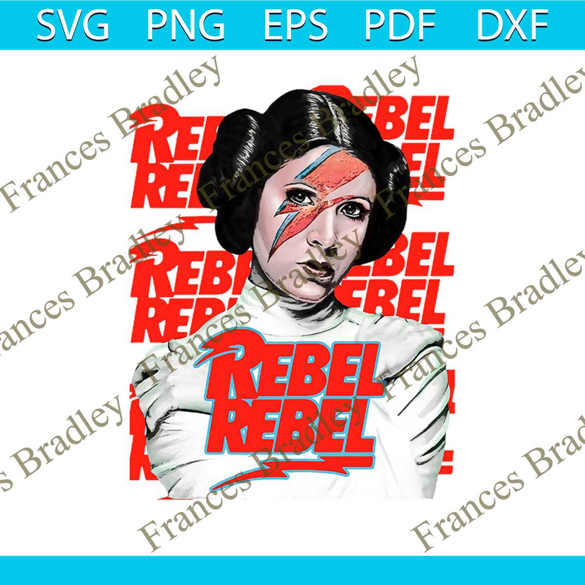 T-Shirt Donna Bianca Principessa Leila – Rebel Rebel – 100% Cotone Fiammato, Made In Italy