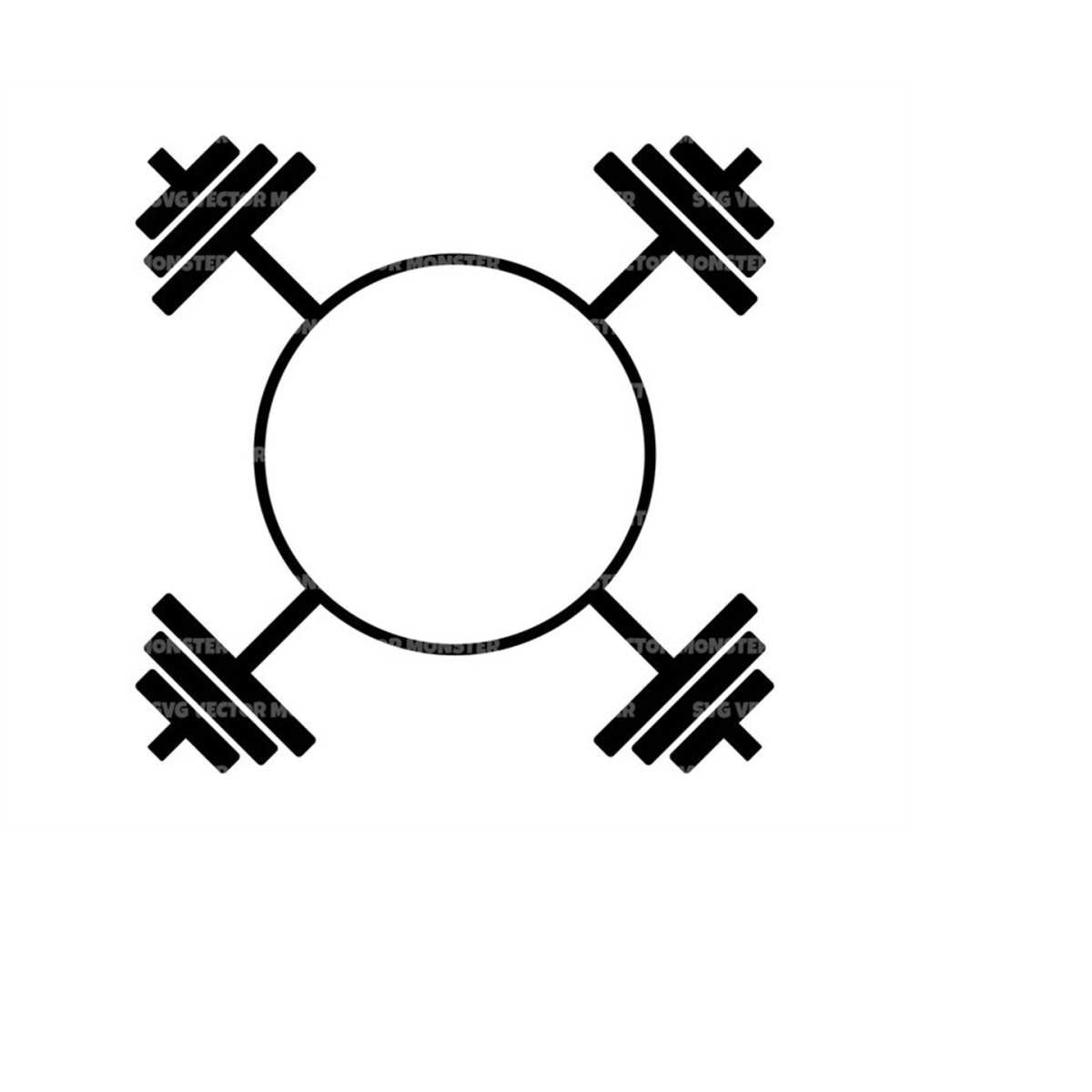 Crossed Barbells Monogram Svg, Weight Svg, Bodybuilding Svg. Inspire