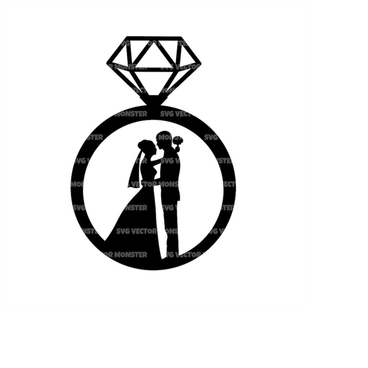 Bride Svg and Groom Svg in Wedding Diamond Ring Svg. Vector - Inspire ...