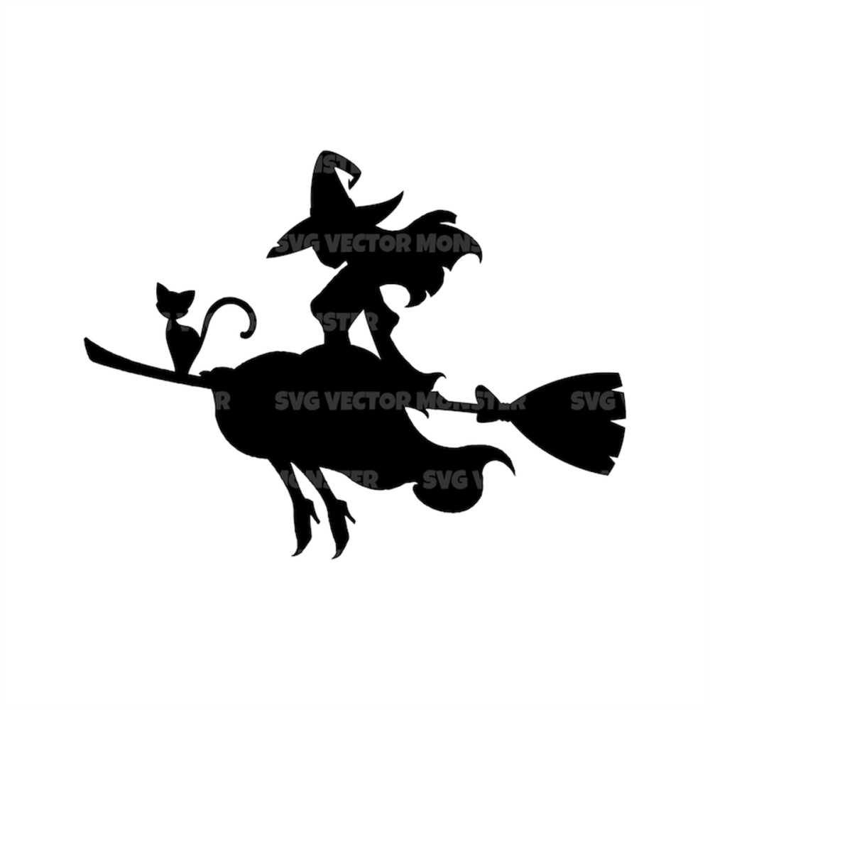 Flying Witch Svg, Black Cat Svg, Vector Cut file for Cricut, - Inspire