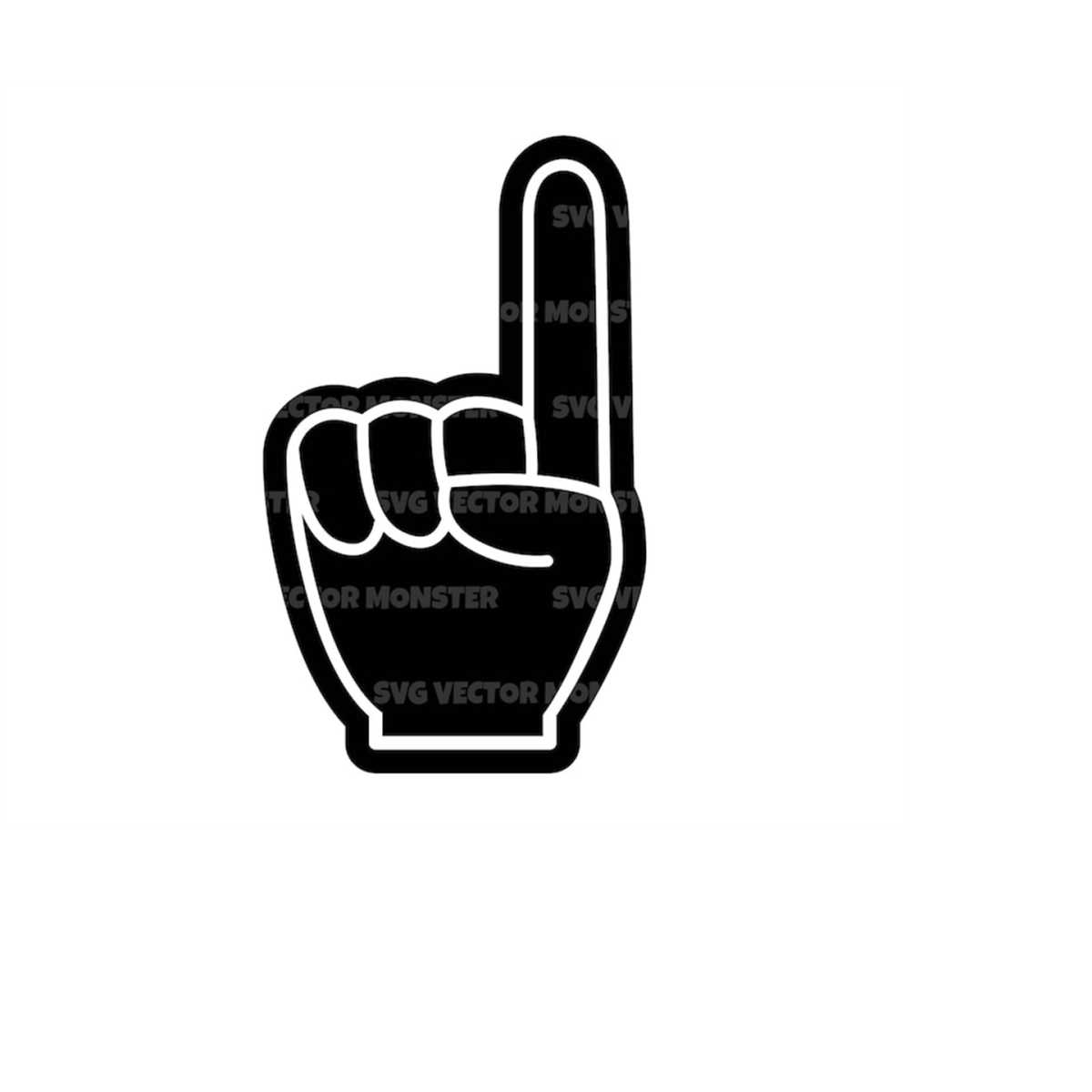 Foam Number One Fan Finger Svg. Vector Cut file for Cricut, Inspire