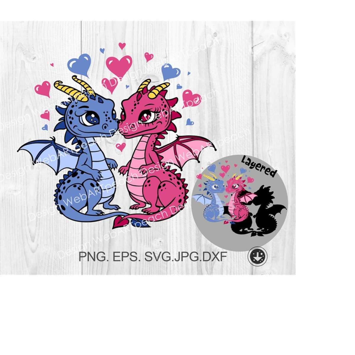 dragon svg, Cute valentine dragons in love svg png dxf, Cute | Inspire ...