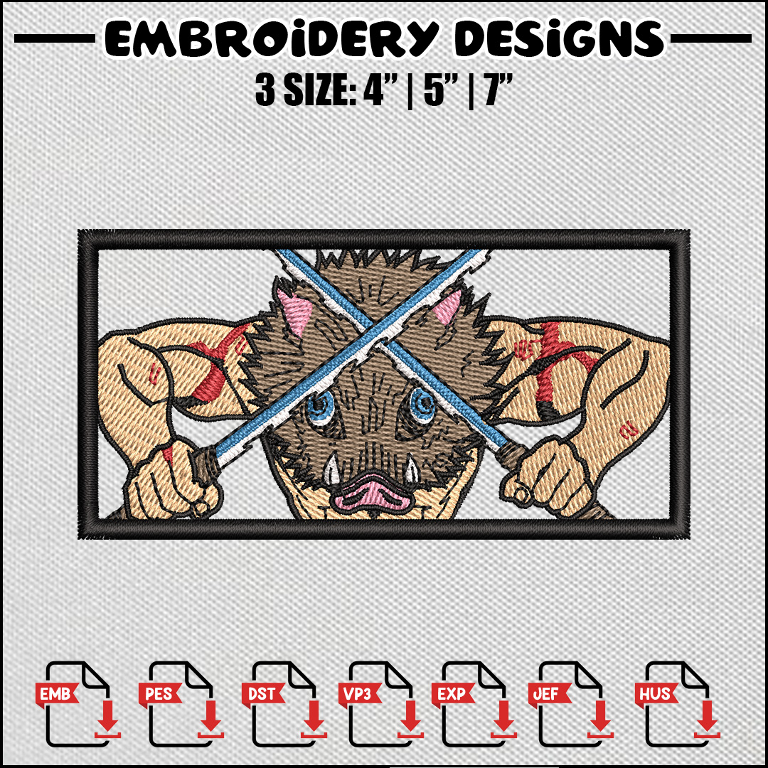 Inosuke frame embroidery design, Inosuke embroidery, Anime d | Inspire ...